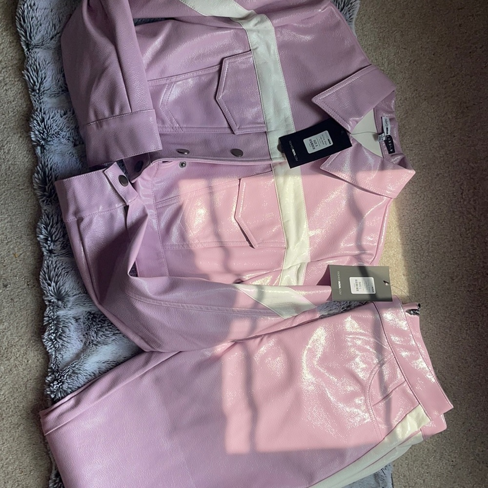 Fashion nova x CARDI b collab lavender and white pant set